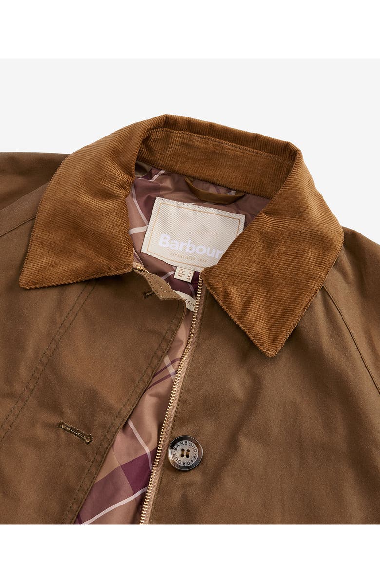 Barbour Hartwick Water Resistant Waxed Cotton Coat, Alternate, color, Sand/ Muted Cabernet Tartan