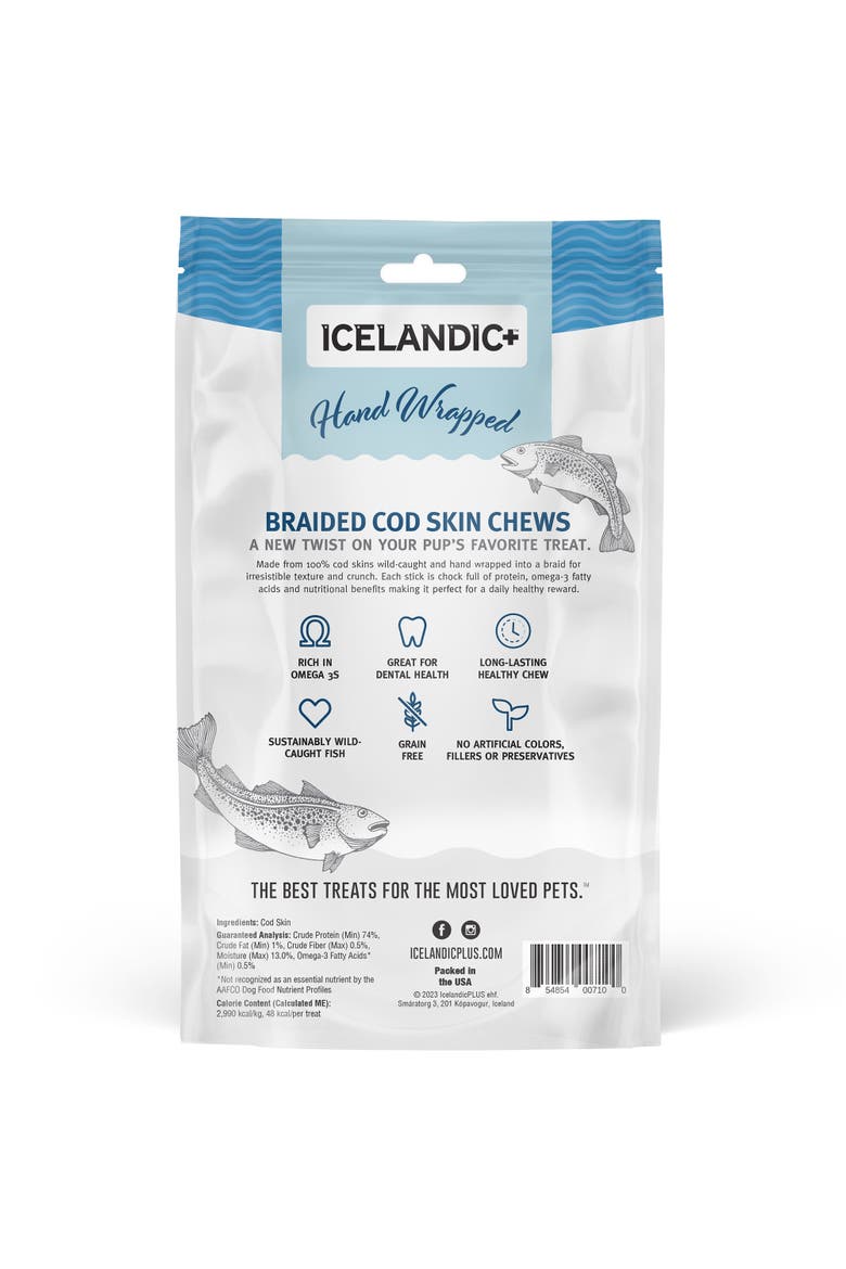 Cod Skin Braids - 5 Pack - Dog Treat Chews, 5.5-7" Sticks Pet Snack, Alternate, color, Multicolored