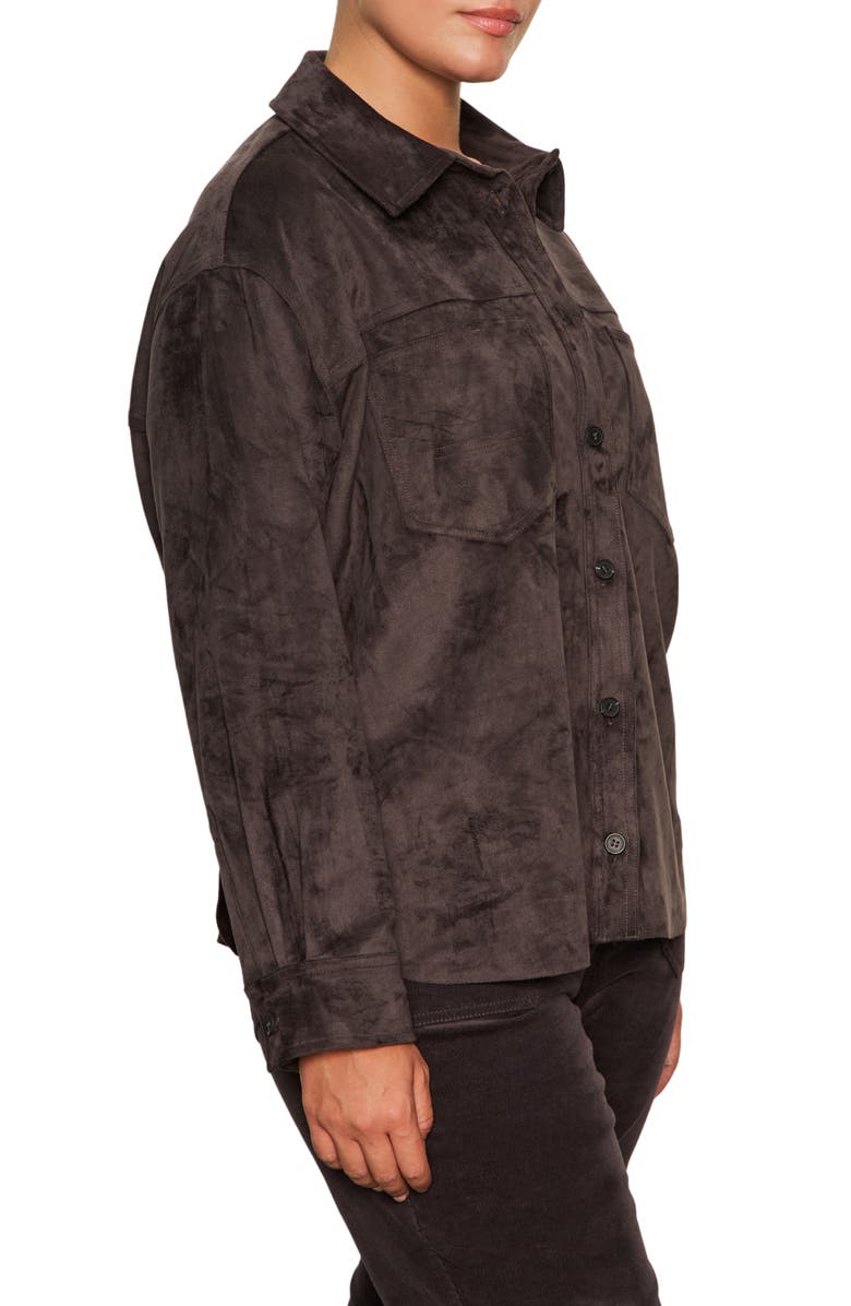 Sanctuary Ivy Faux Suede Long Sleeve Button-Up Shirt, Alternate, color, Semi Sweet