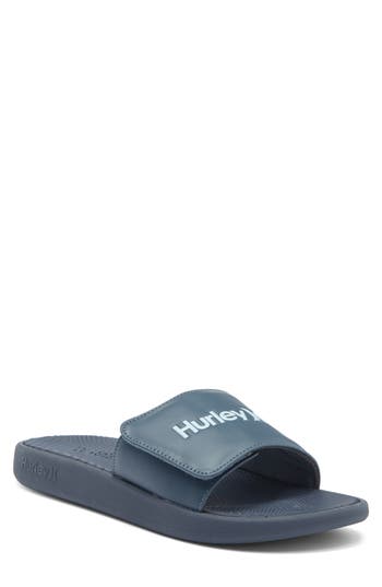 Hurley Logo Slide Sandal In Navy/light Blue