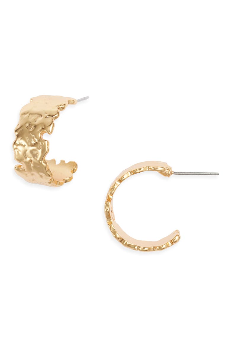 Molten Hoop Earrings, Main, color, GOLD