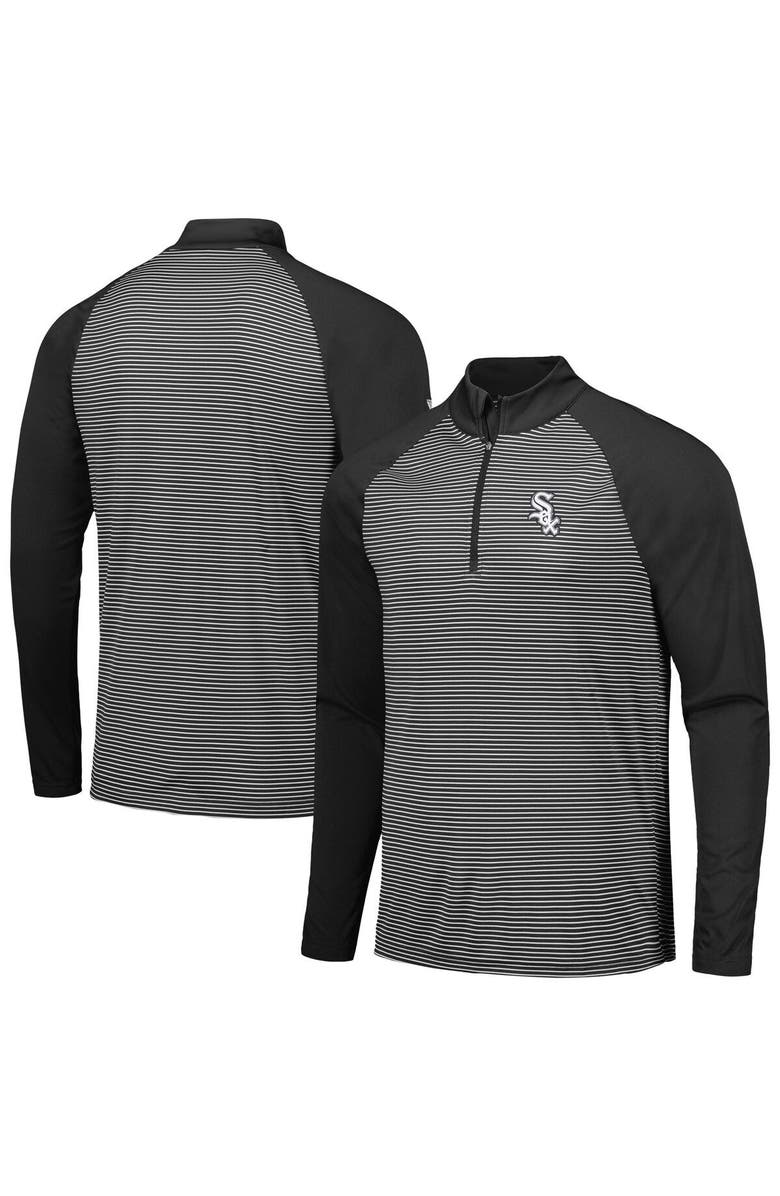 LEVELWEAR Men's Levelwear Black Chicago White Sox Charter Striped Raglan Quarter-Zip Top, Main, color, Black
