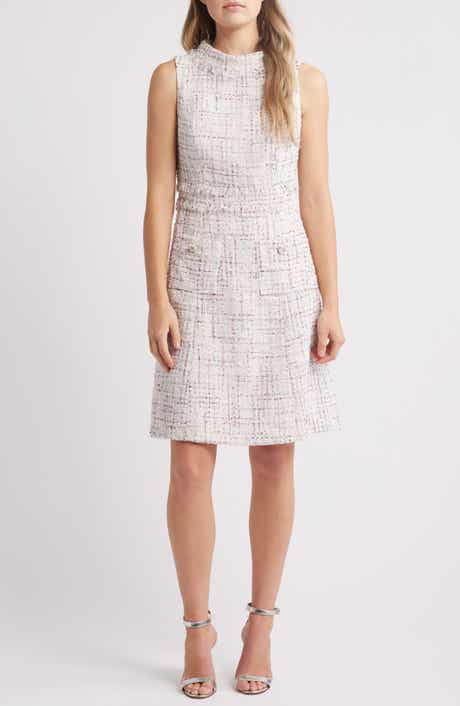 Eliza J Roll Neck Sleeveless Tweed Dress
