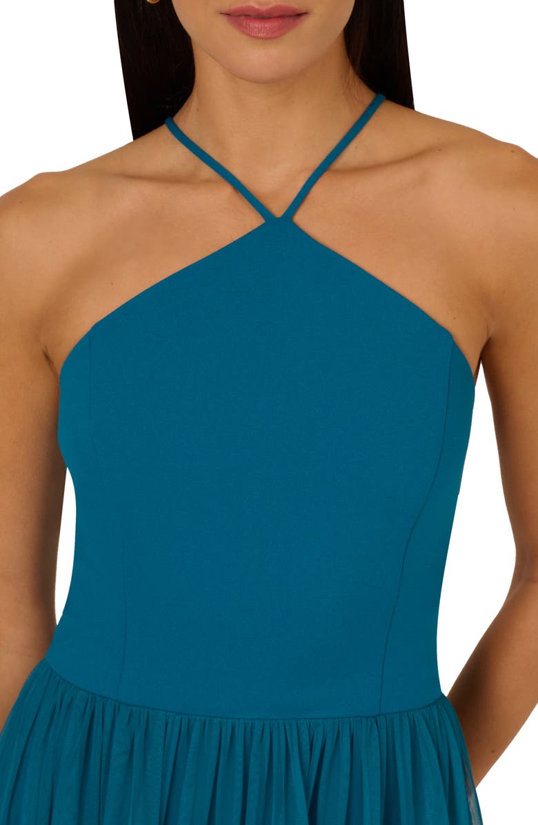 Adrianna Papell Mixed Media Tiered Cocktail Midi Dress, Alternate, color, 