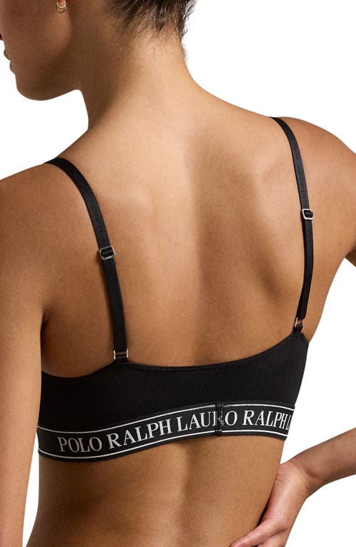 Polo Ralph Lauren Logo Band Scoop Neck Bralette In Black