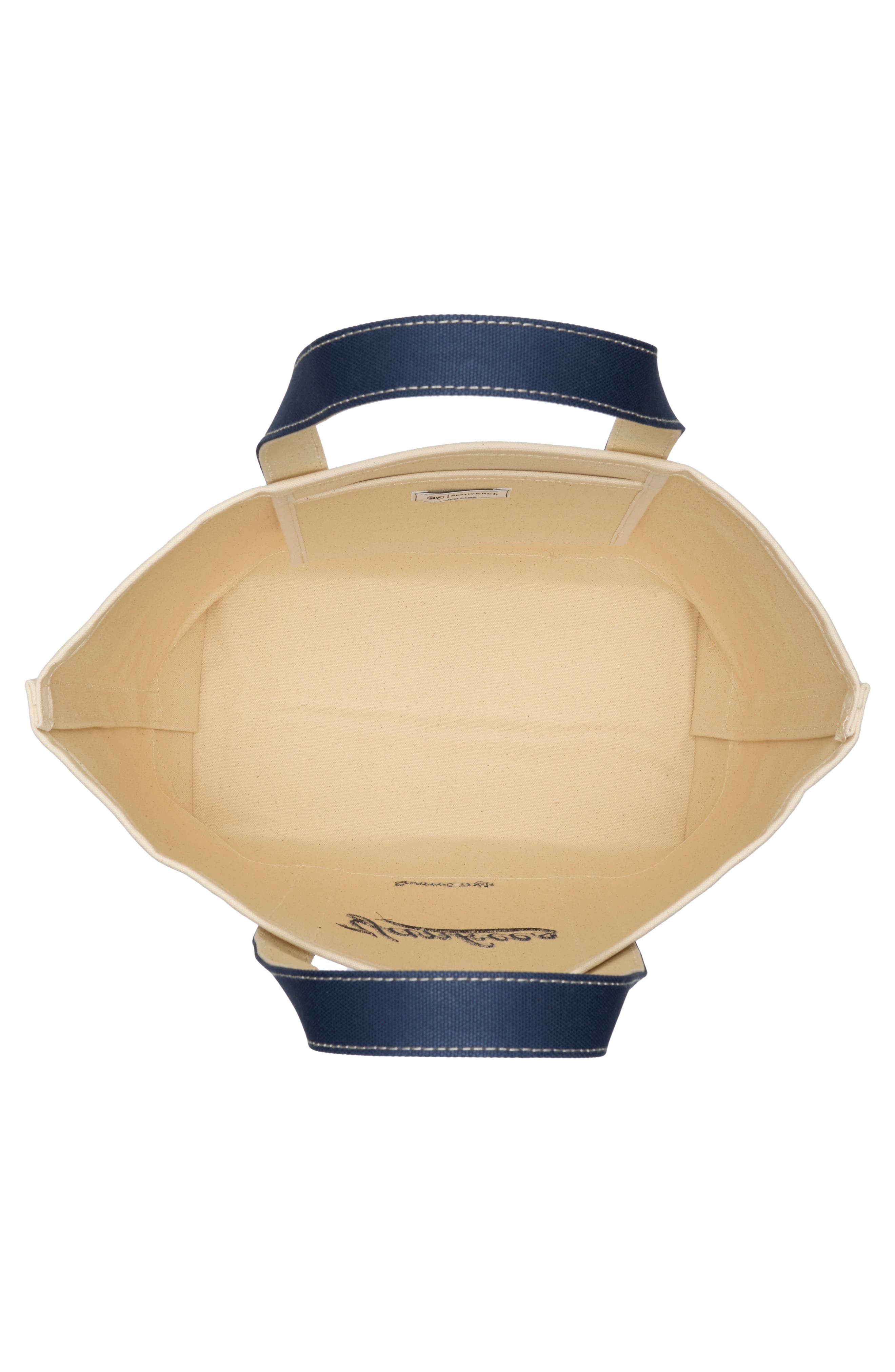 Sporty & Rich New York Yankees Curve Tote Bag, Alternate, color, Natural/Dark Navy