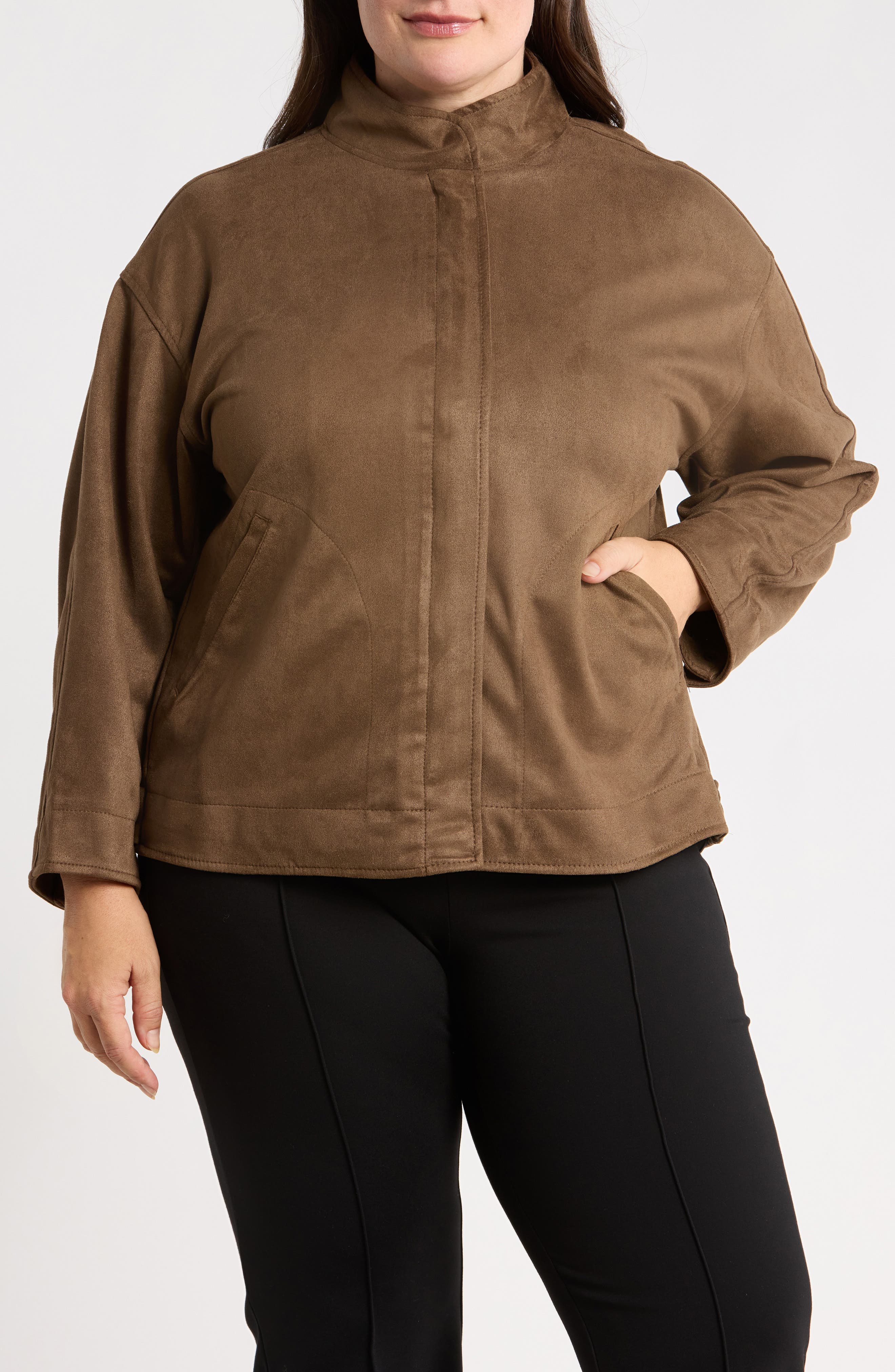 Faux Suede Zip Jacket