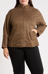 MAX STUDIO Faux Suede Zip Jacket