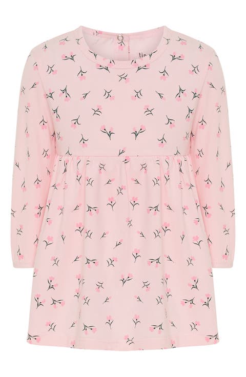 Sweet Flowers Long Sleeve Stretch Cotton Dress (Baby)