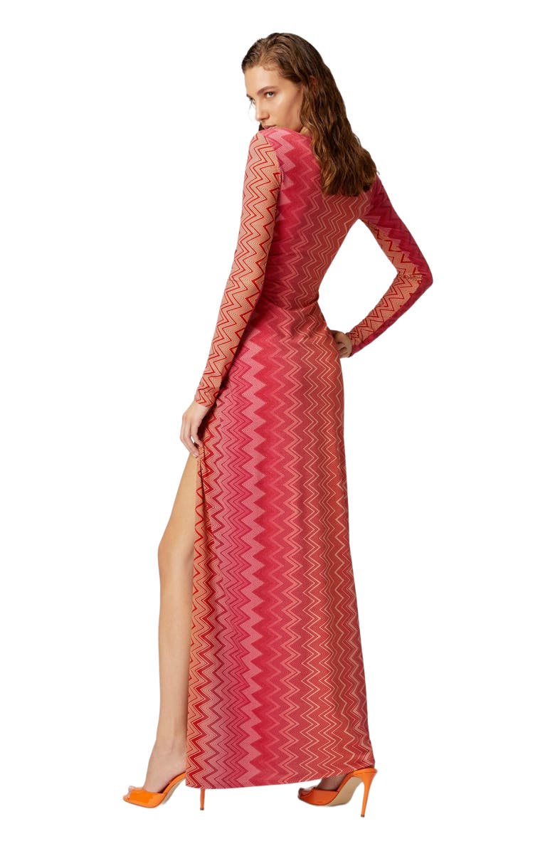 Missoni Cover Up Dress In Stretch Nylon Zig Zag Lamé, Alternate, color, Red