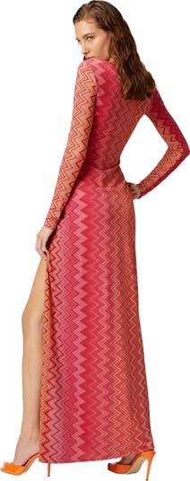 ワンピース MISSONI SS25 Cover up dress (MS25SQ1LBR012S SM9QN) Long one-shoulder cover-up dress in zig zag lamé viscose