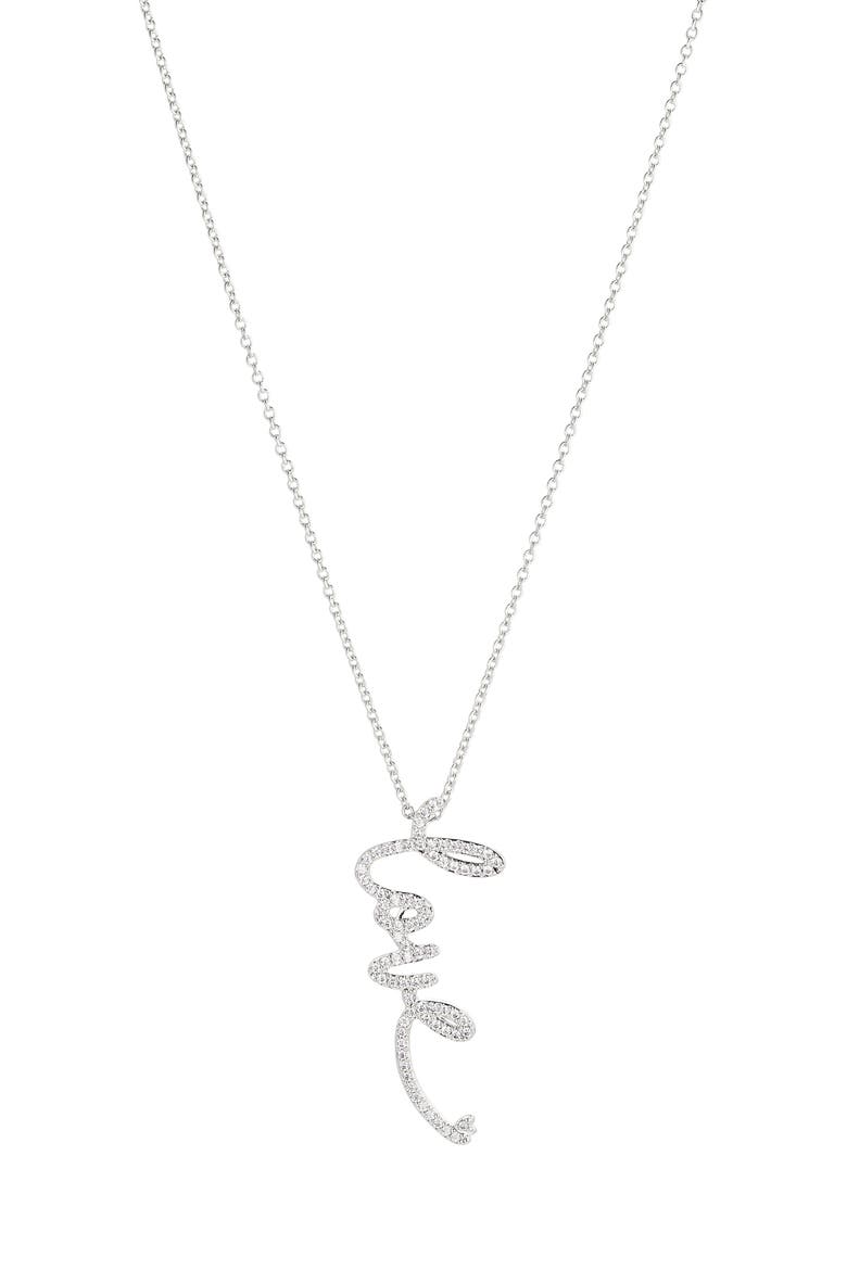 Cirque Love Pavé Cubic Zirconia Pendant Necklace, Main, color, RHODIUM