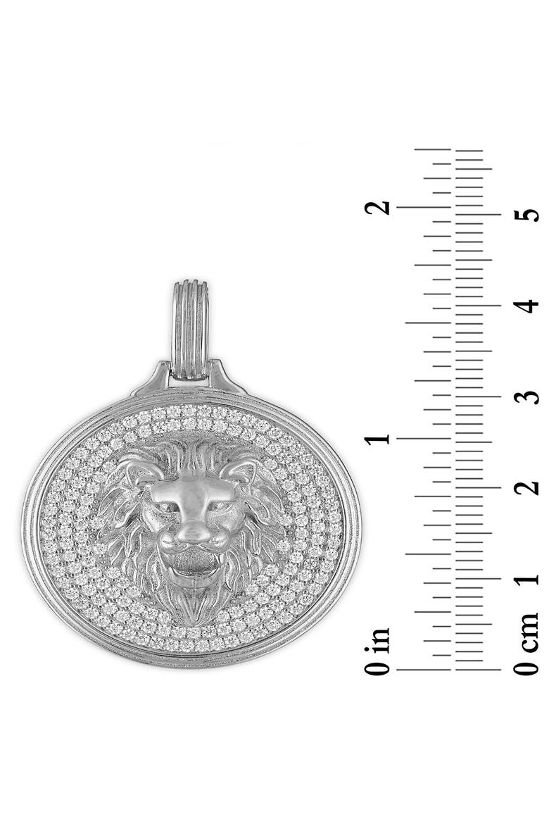 Men's Cubic Zirconia Lion Head Pendant, Alternate, color, SILVER