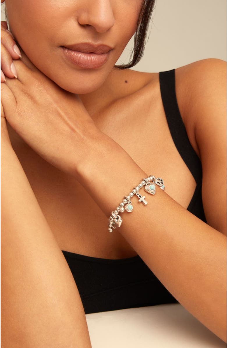 UNODE50 Turquoise Charm Bracelet, Alternate, color, Silver