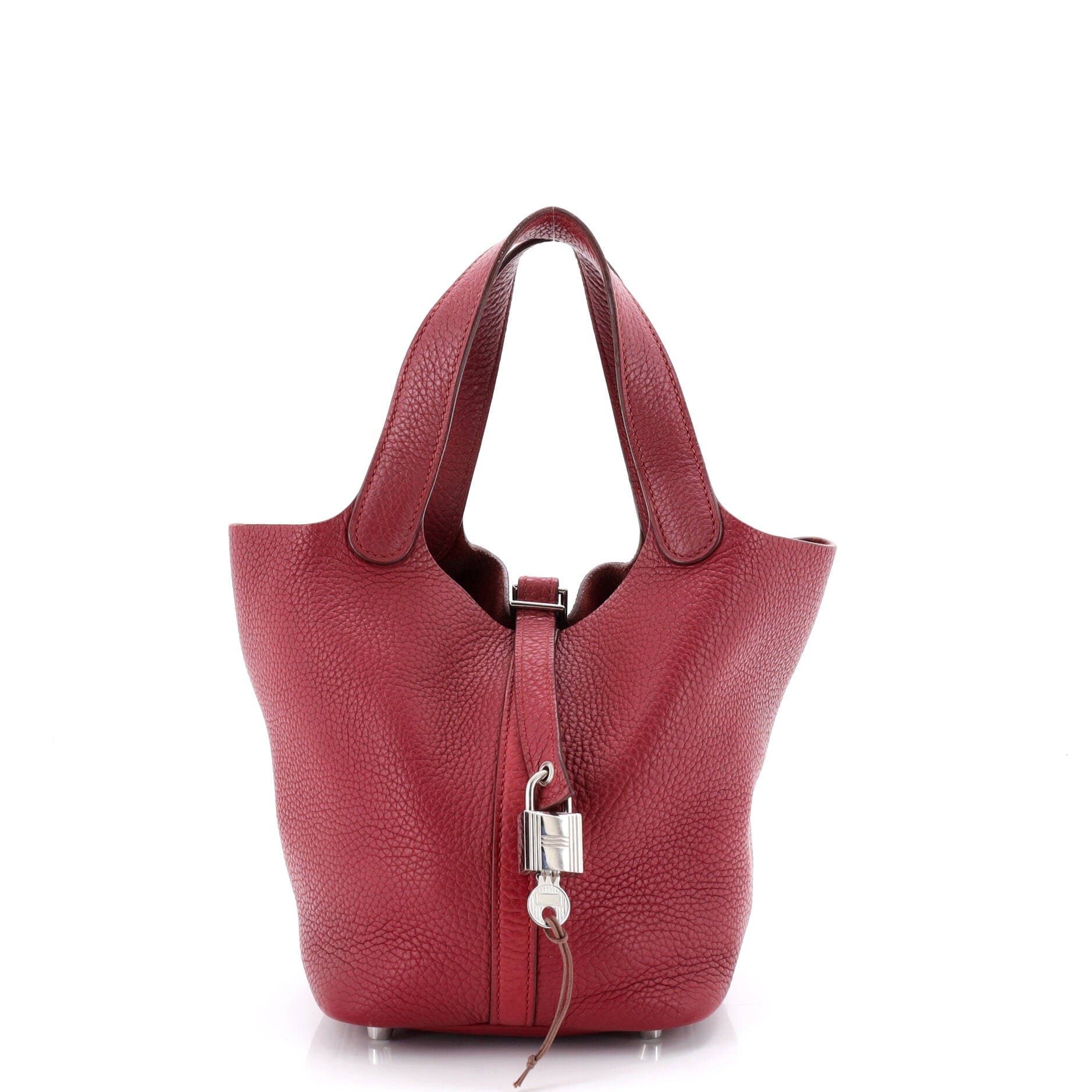 Pre-Owned Hermes Picotin Lock Bag Clemence PM, Main, color, Rubis
