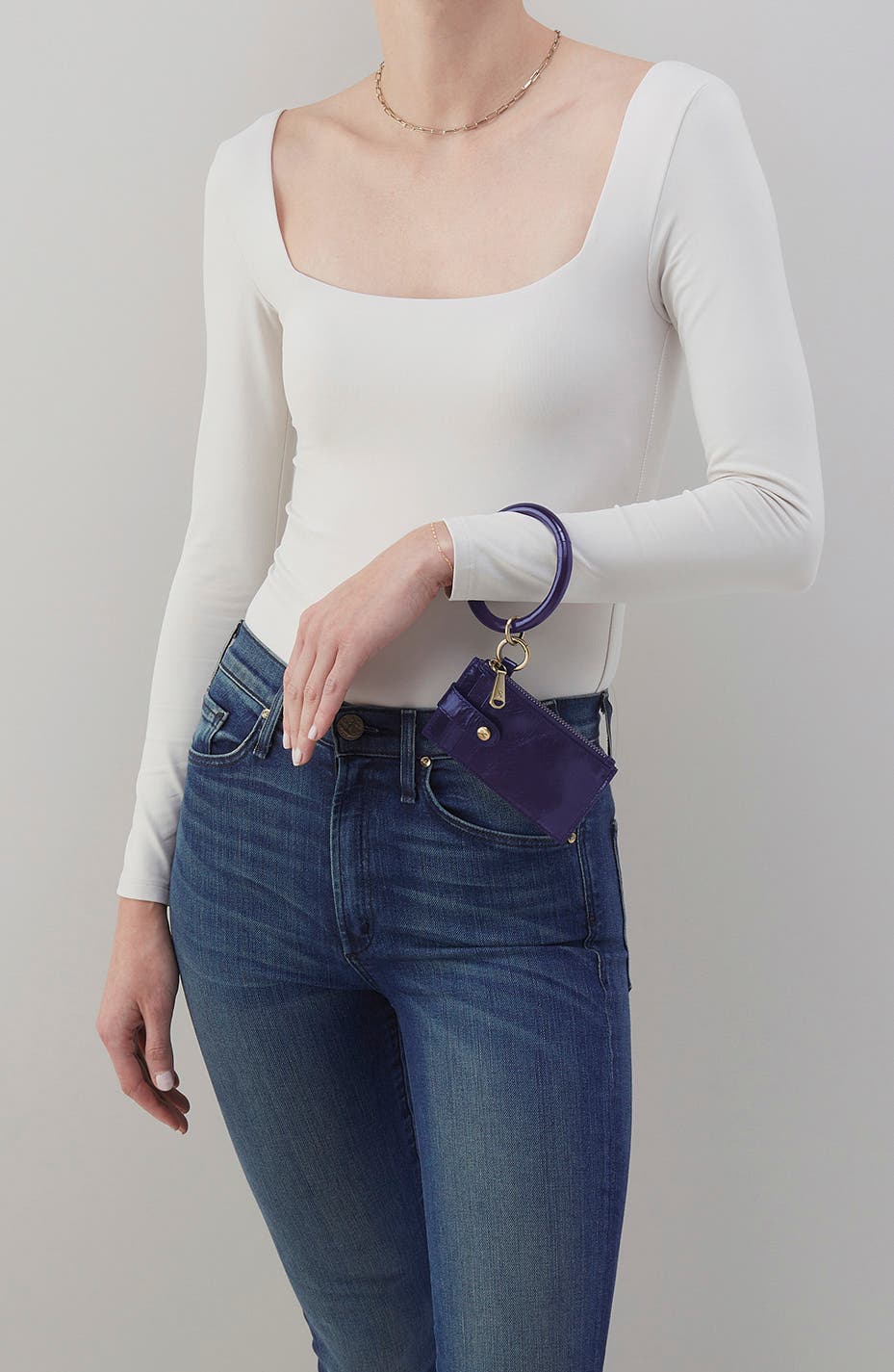 Ring Credit Card Leather Wristlet, Alternate, color, WINTER VIOLET
