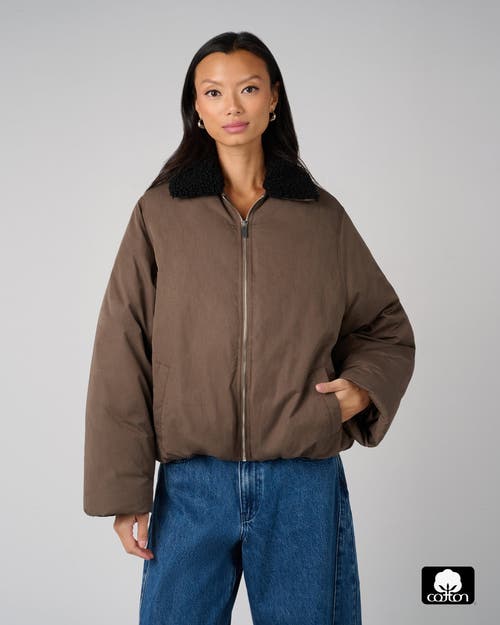 Weworewhat Fur Collar Balloon Jacket In Brown