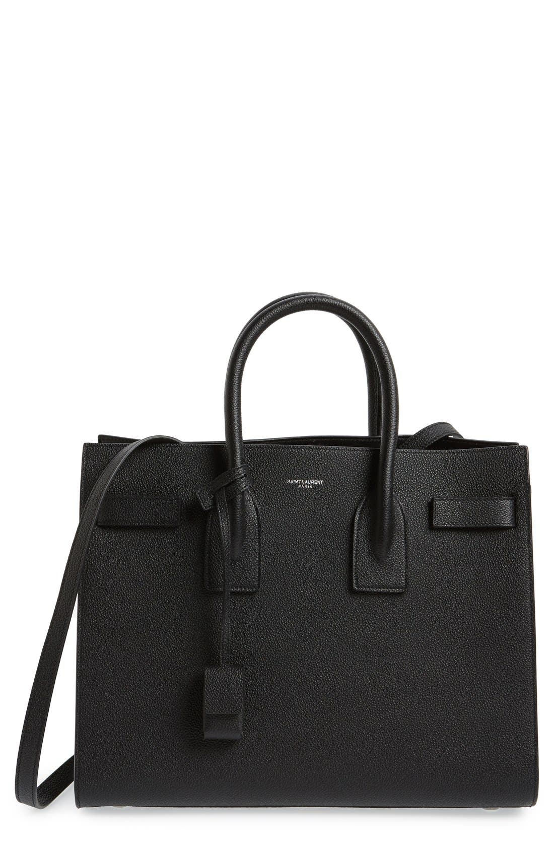 Saint Laurent 'Small Sac de Jour' Leather Tote, Main, color, 