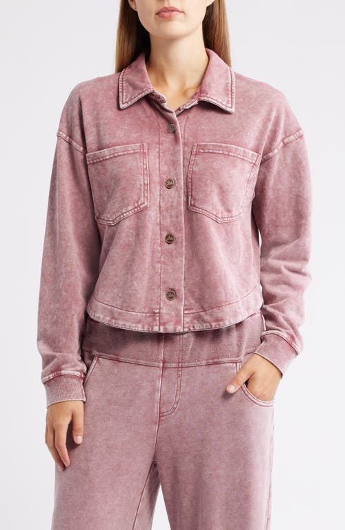 City Blues Crop Knit Shacket In Pink