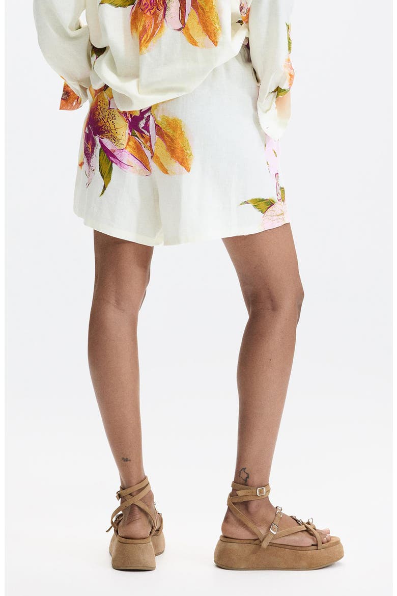 Floral Relaxed Shorts, Alternate, color, OFF WHITE