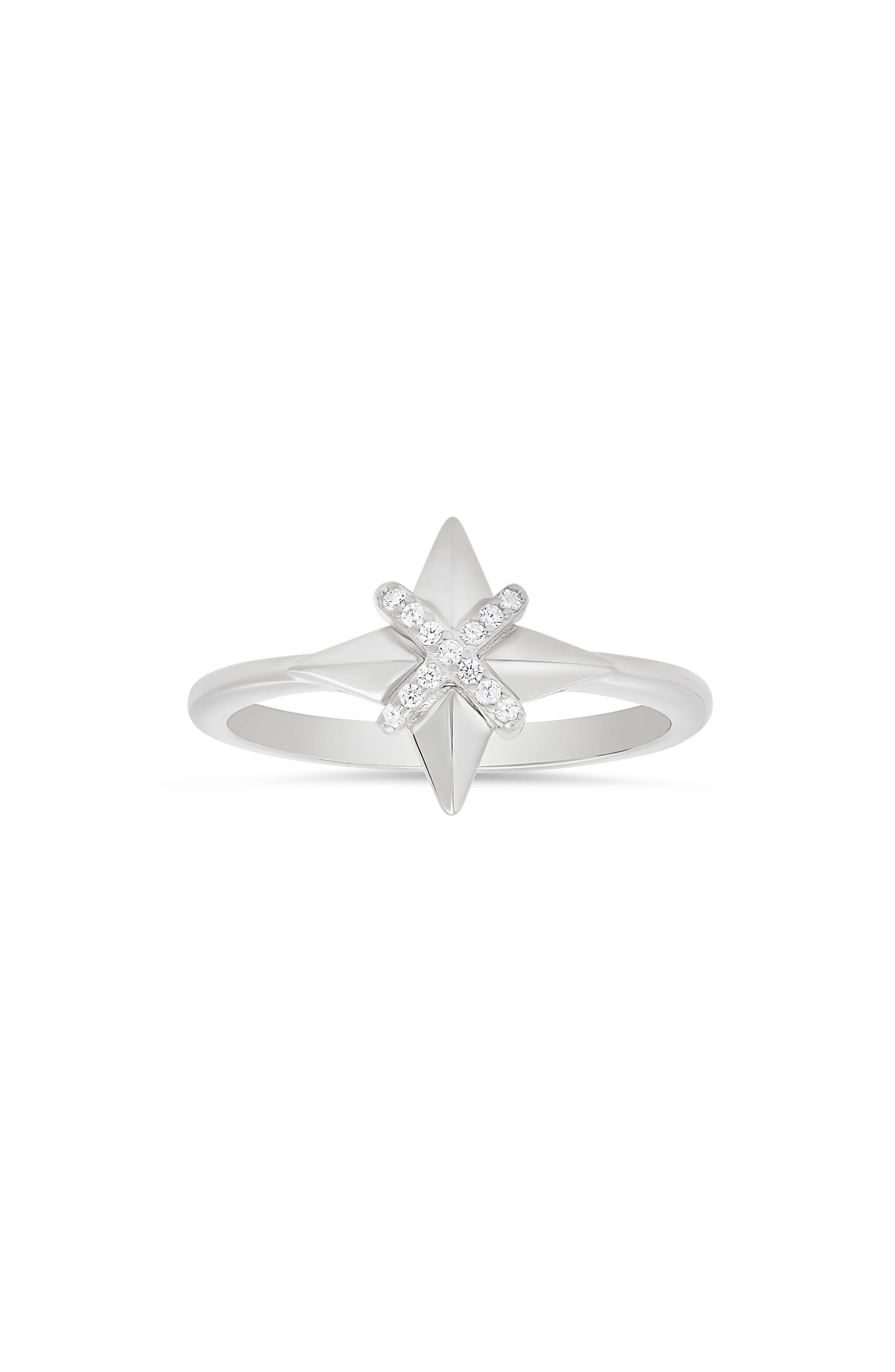 Queen Jewels Sterling Silver CZ North Star Ring