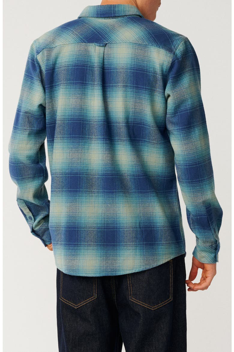 Count Plaid Cotton Flannel Button-Up Shirt, Alternate, color, LIGHT NAVY