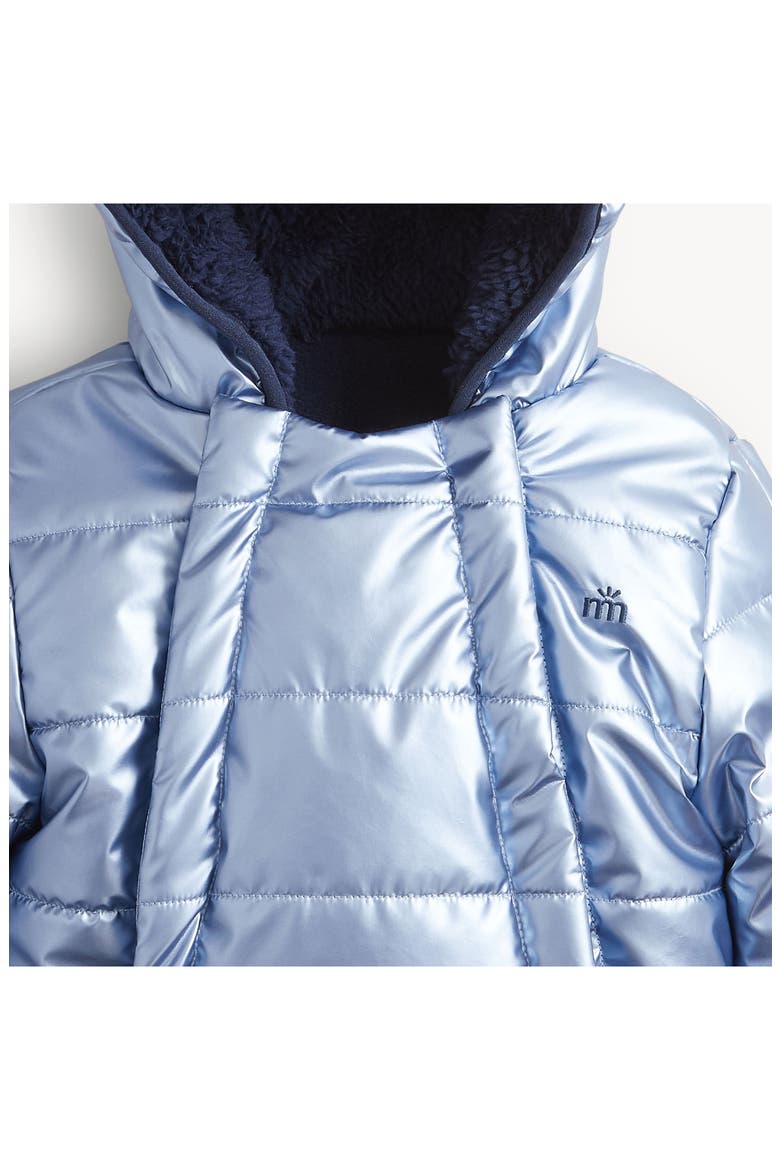 Blue Solid Metallic Magnetic Closure Puffer Snowsuit, Alternate, color, BLUEM