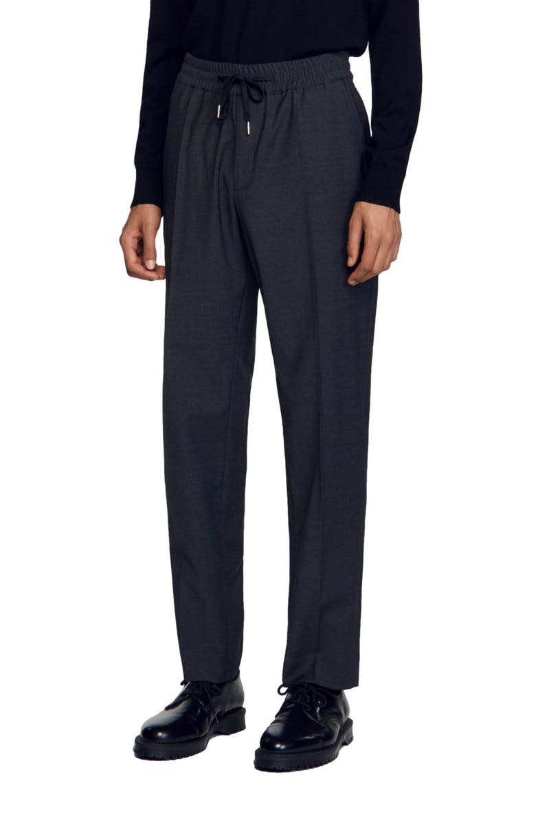 SANDRO New Alpha Straight Leg Wool Blend Pants, Main, color,