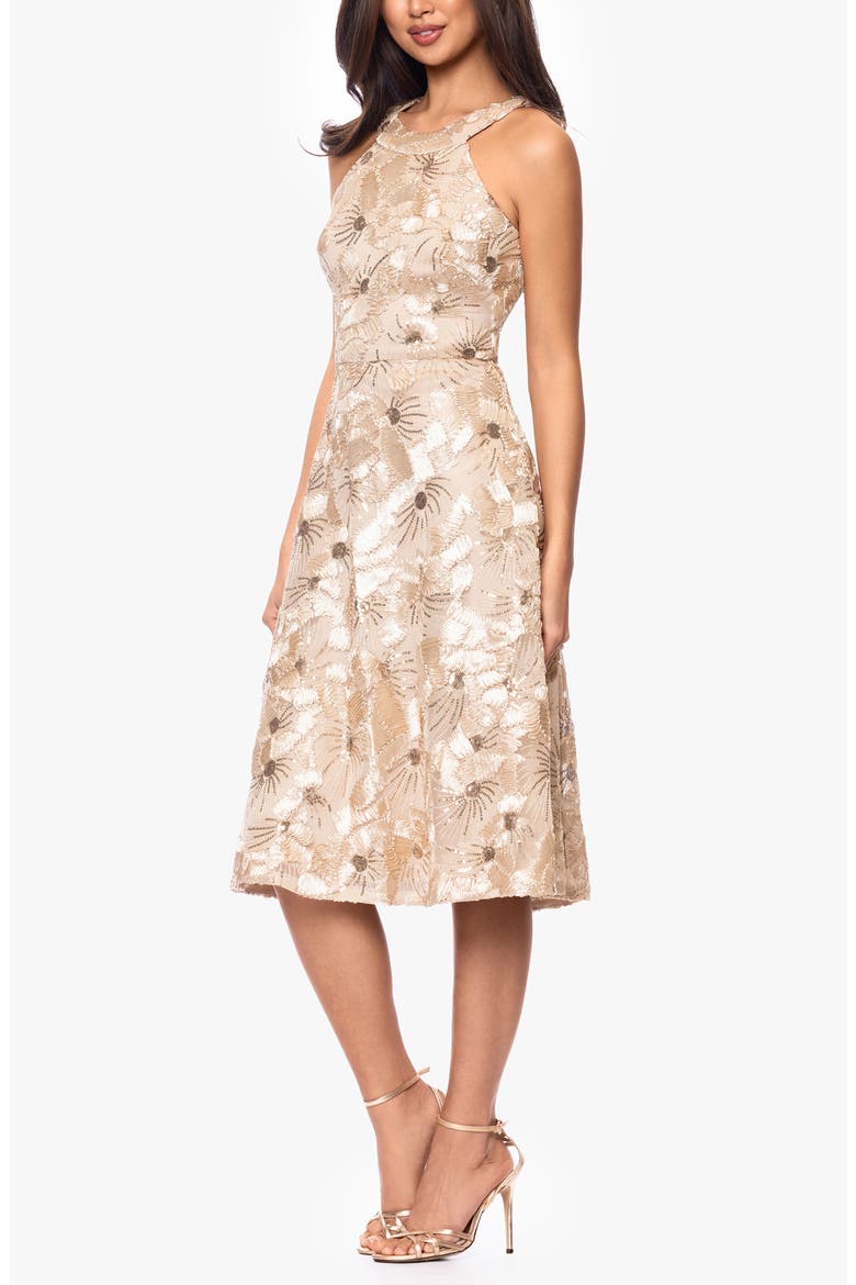 Sequin Soutache Lace Sleeveless Cocktail Dress, Alternate, color, CHAMPAGNE