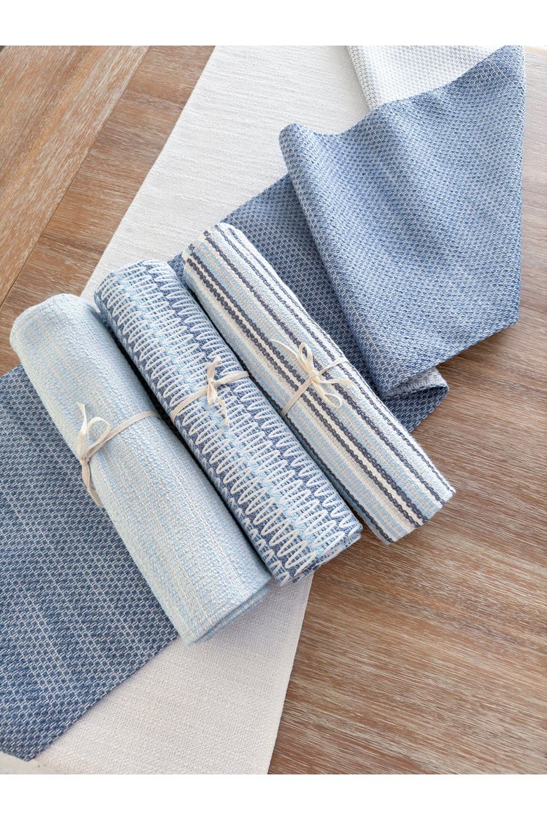 Blue Yacht Stripe Indoor Outdoor Table Runner, Alternate, color, blue