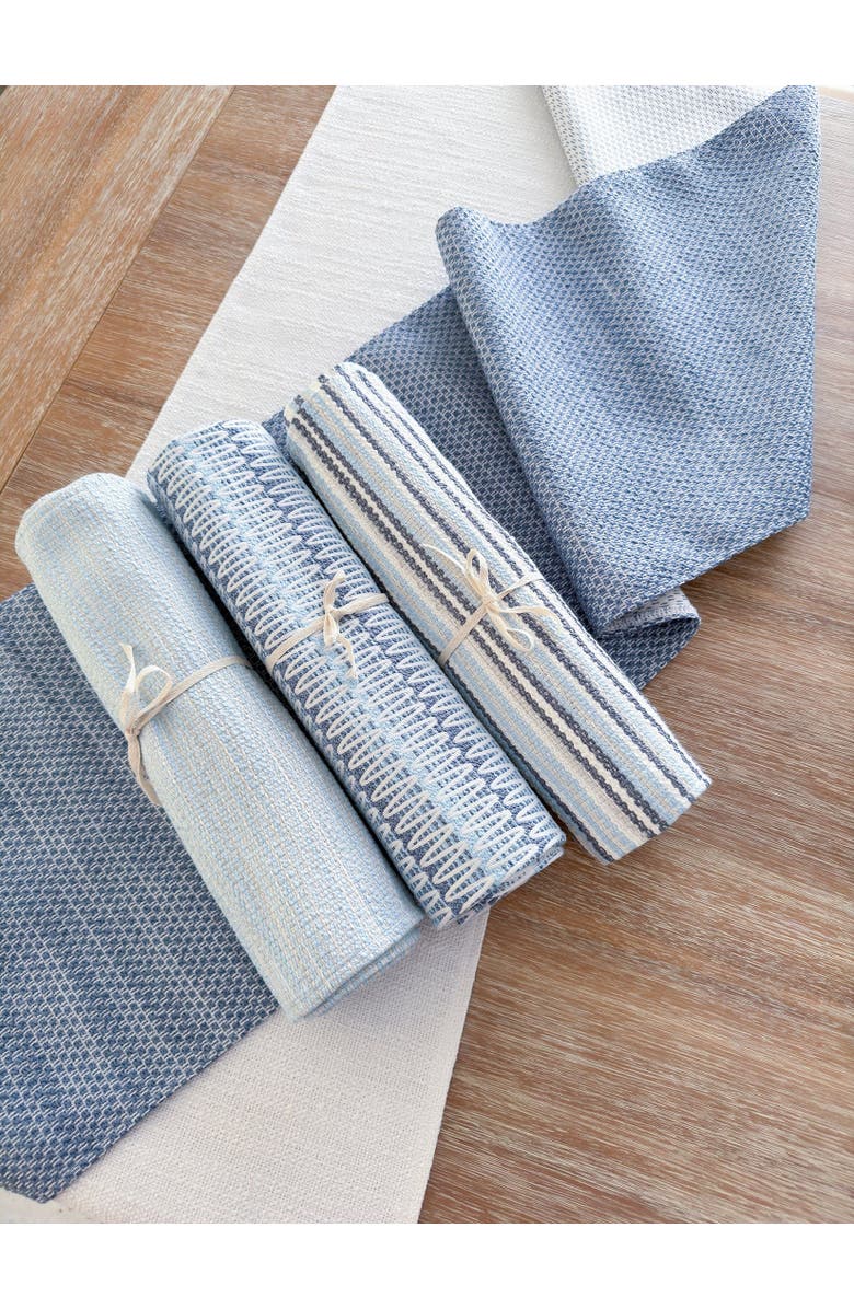 Anaya Blue Yacht Stripe Indoor Outdoor Table Runner, Alternate, color,