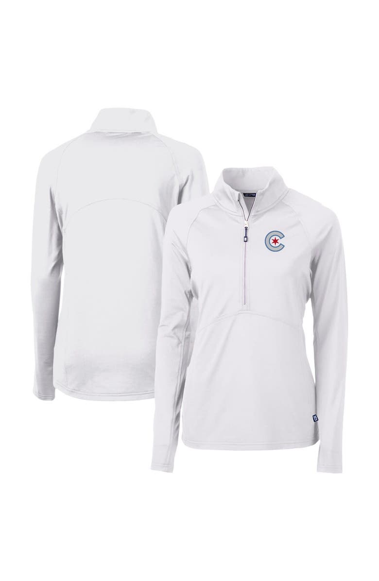 Cutter & Buck Women's Cutter & Buck White Chicago Cubs City Connect Adapt Eco Knit Recycled Half-Zip Pullover Top, Alternate, color, 