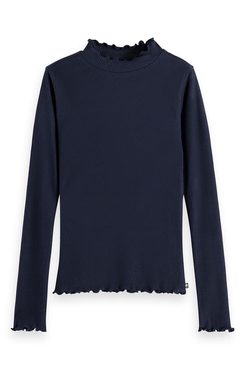 Scotch & Soda Kids' Cotton Rib Mock Neck Top, Main, color, Sky Captain