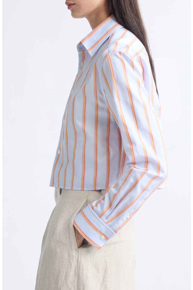 Striped Cropped Shirt, Alternate, color, BLUE/ ORANGE
