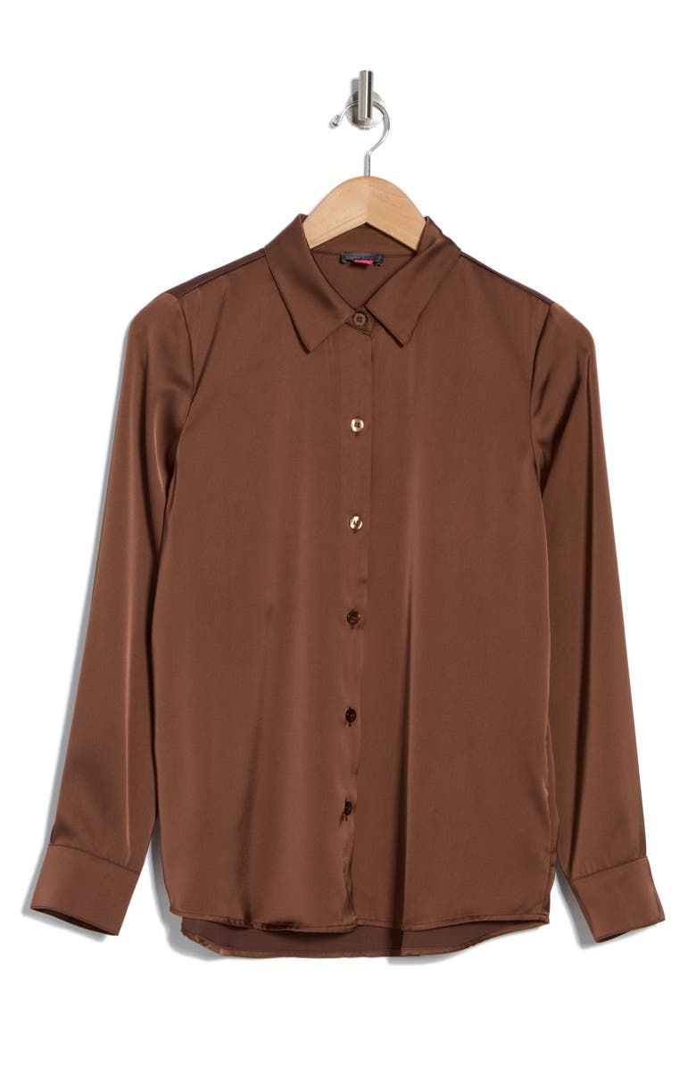 Satin Long Sleeve Button-Up Shirt
