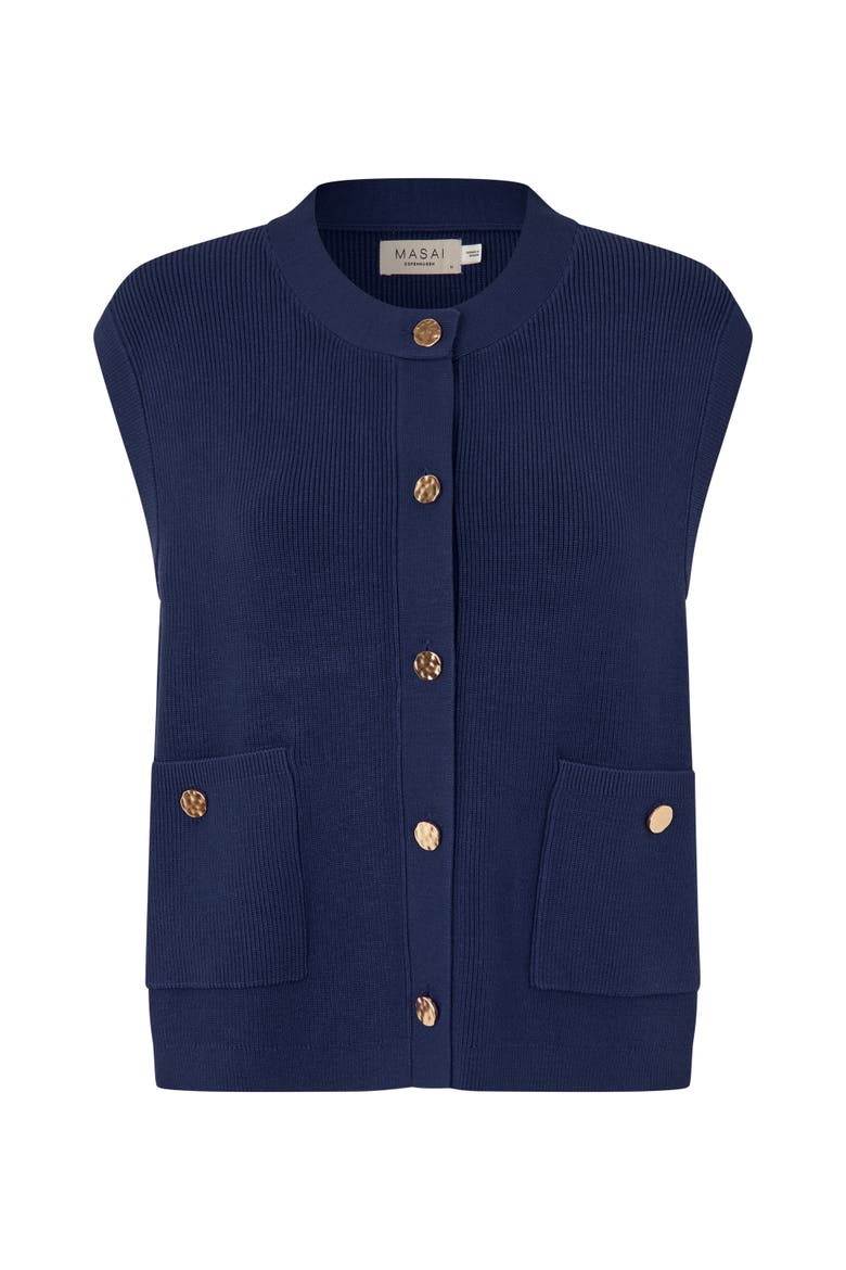 MaLossan Button-Front Knit Vest, Alternate, color, Medieval Blue