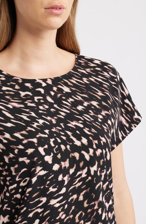Anne Klein Abstract Print Knit Back Top In Black