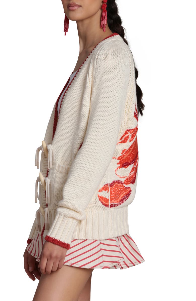 Avec Les Filles Intarsia Lobster Cardigan, Alternate, color, Ivory Multi