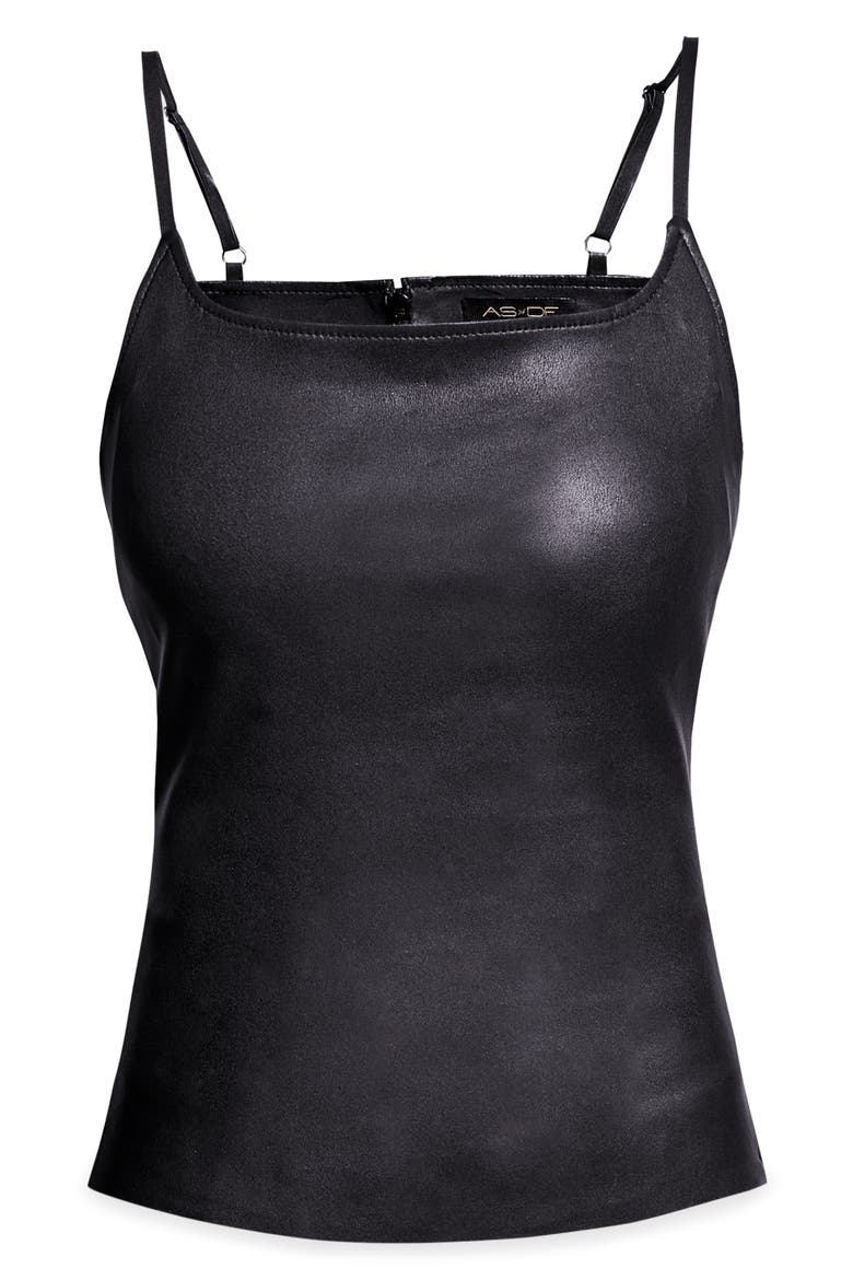 Memphis Stretch Leather Tank, Alternate, color, BLACK