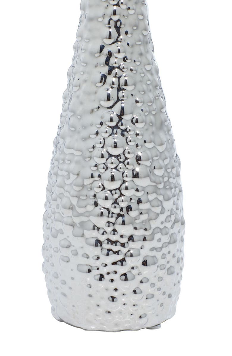 WILLOW ROW Silvertone Ceramic Glam Vase with Varying Patterns - Set of 3, Alternate, color, Silver