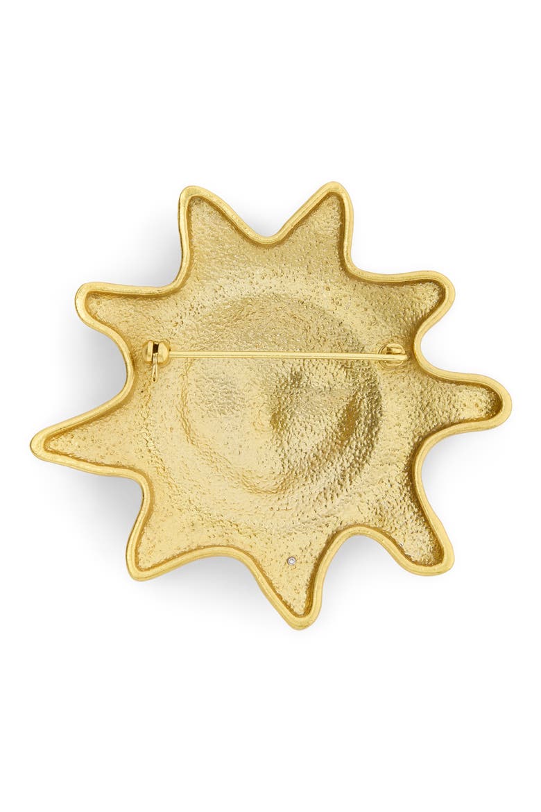Sun Face Brooch, Alternate, color, SHINY GOLD