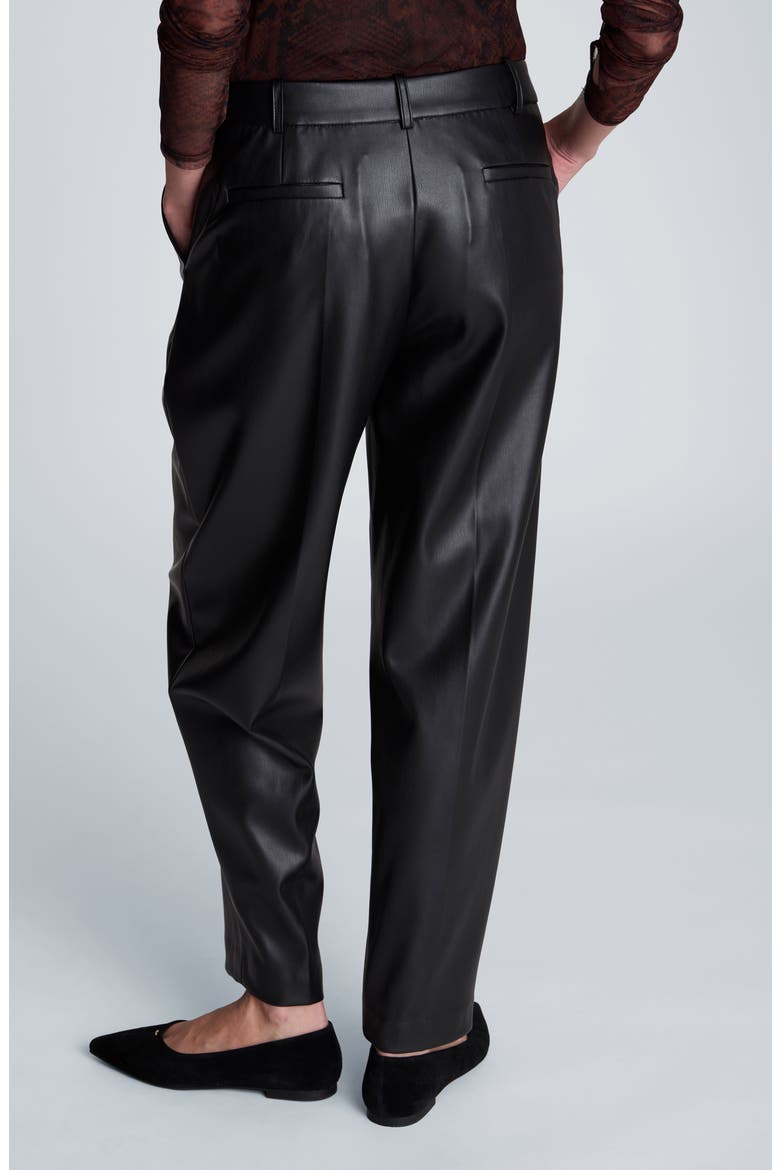 High Waist Faux Leather Barrel Leg Pants, Alternate, color, BLACK