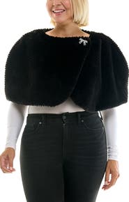 Nina Leonard Faux Fur Wrap Capelet