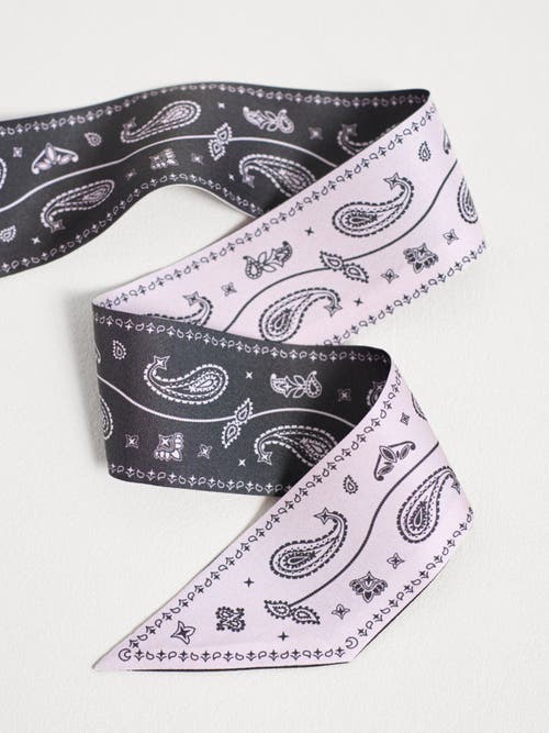 Lost Pattern Nyc "paisley" Silk Twill Skinny Scarf In Pink