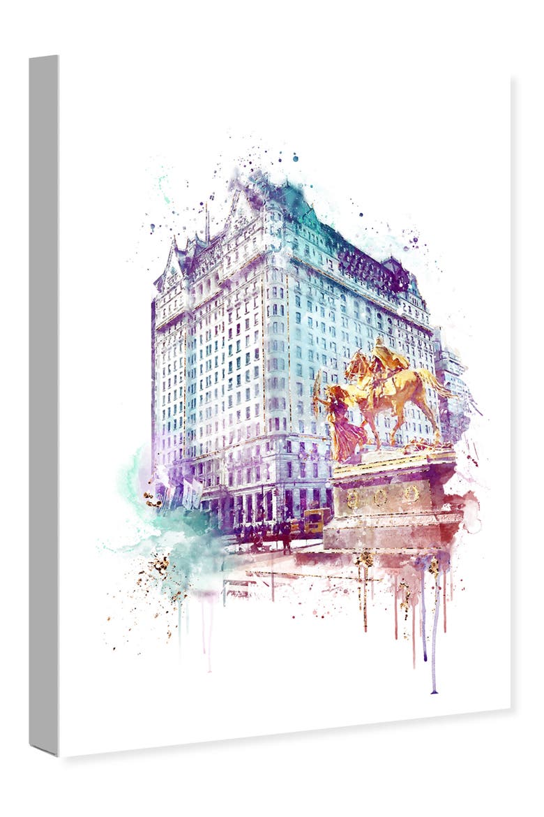Plaza Night Canvas Wall Art, Alternate, color, WHITE