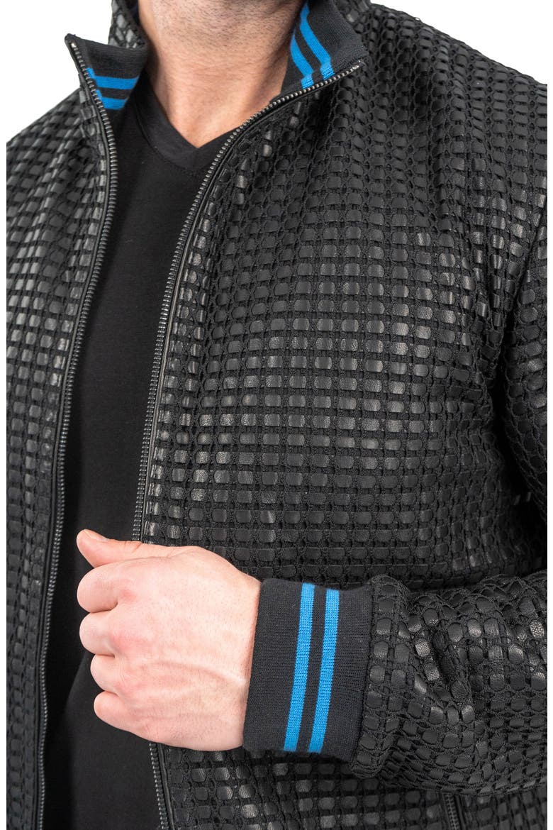 Geometric Leather Jacket, Alternate, color, BLACK