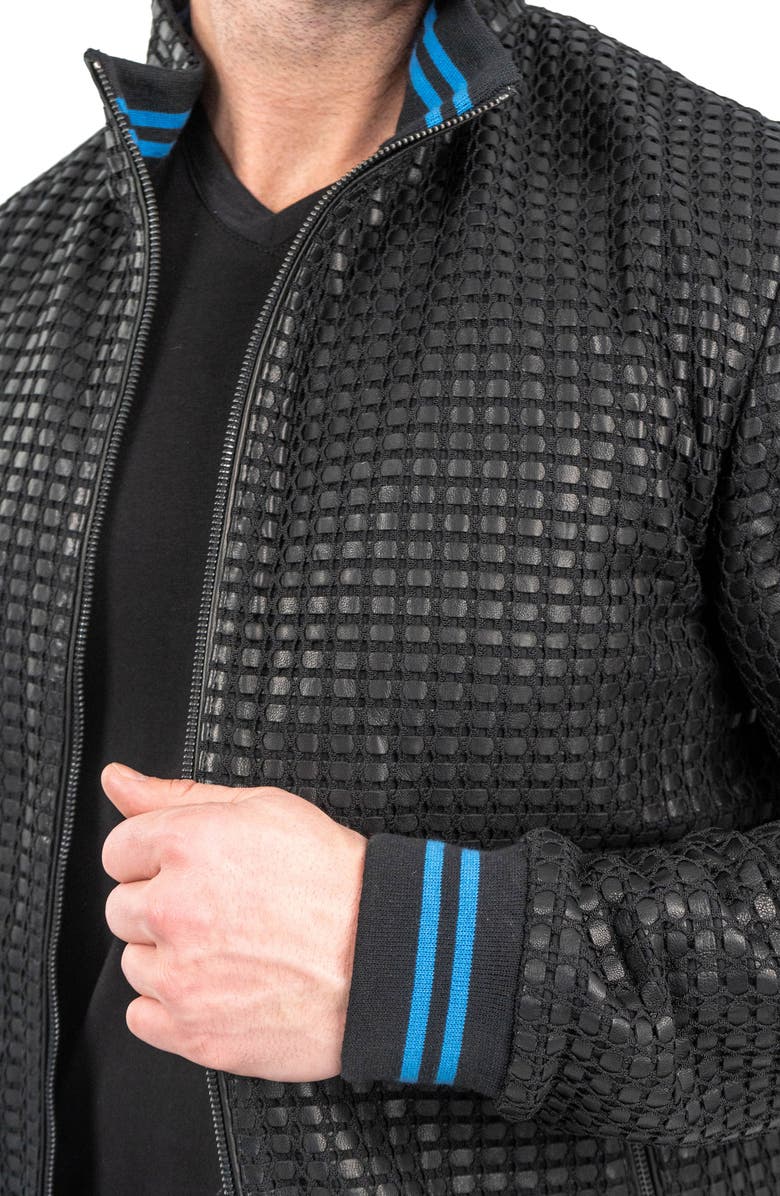 Maceoo Geometric Leather Jacket, Alternate, color, Black