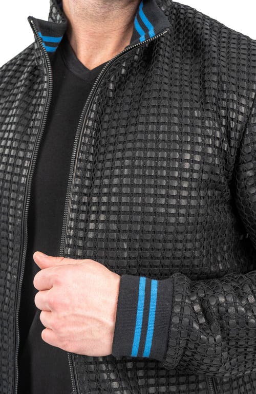Maceoo Geometric Leather Jacket In Black
