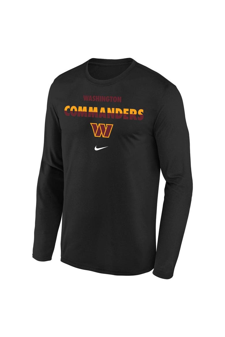 Youth Nike Black Washington Commanders Team Color Split Long Sleeve T-Shirt, Alternate, color, Black