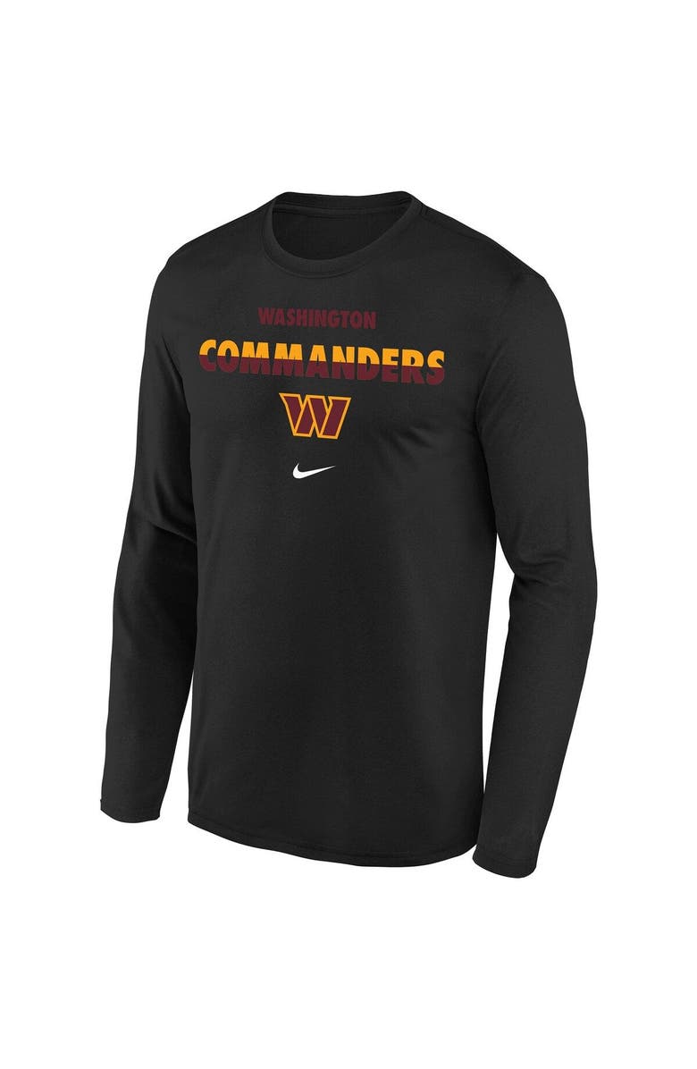 Nike Youth Nike Black Washington Commanders Team Color Split Long Sleeve T-Shirt, Alternate, color, Black